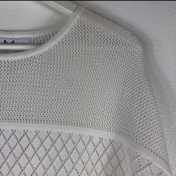 MAGASCHONI White Dolman Pointelle Knit Sweater L - Picture 4 of 6